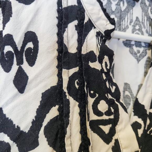 ZARA BLACK AND WHITE SHORT DRESS TUNIC PRINT DRESS BUTTONS LONG SLEEVES SIZE S - Picture 7 of 12